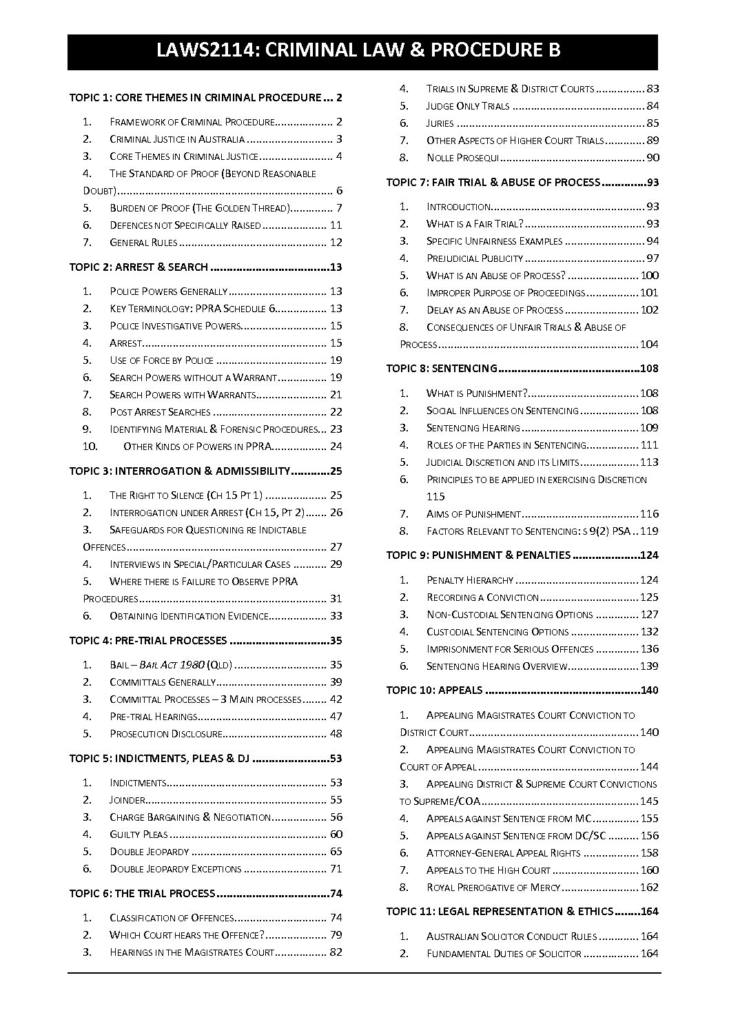 Criminal Law and Procedure B (LAWS2114) full notes