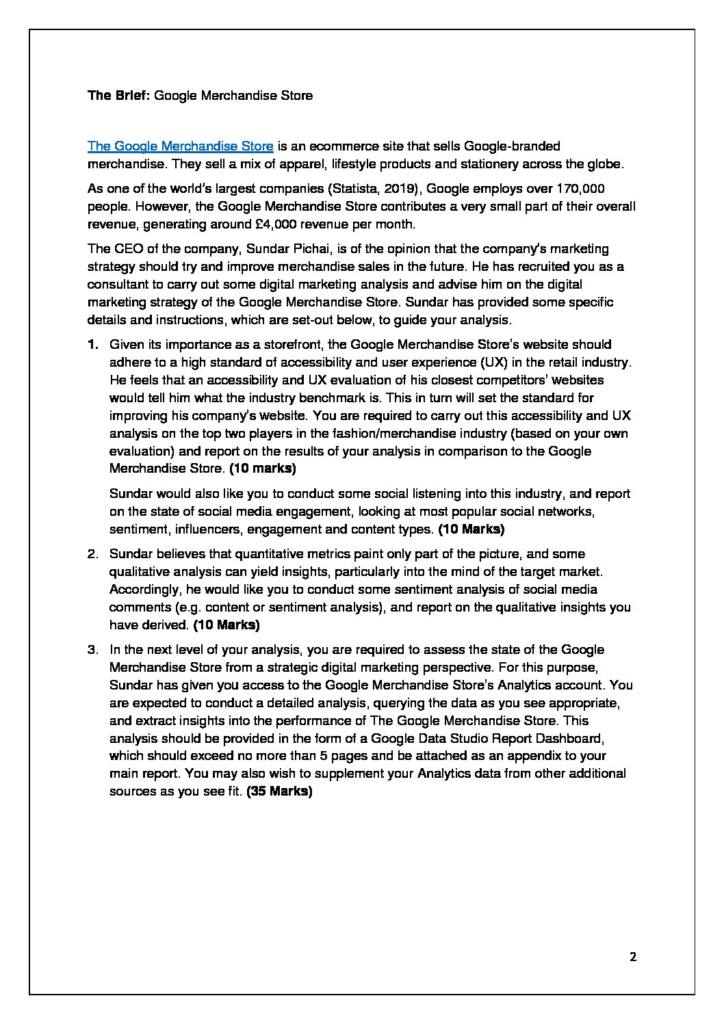 Marketing Metrics and Analysis (LD9706) Google Merchandise Store assignment