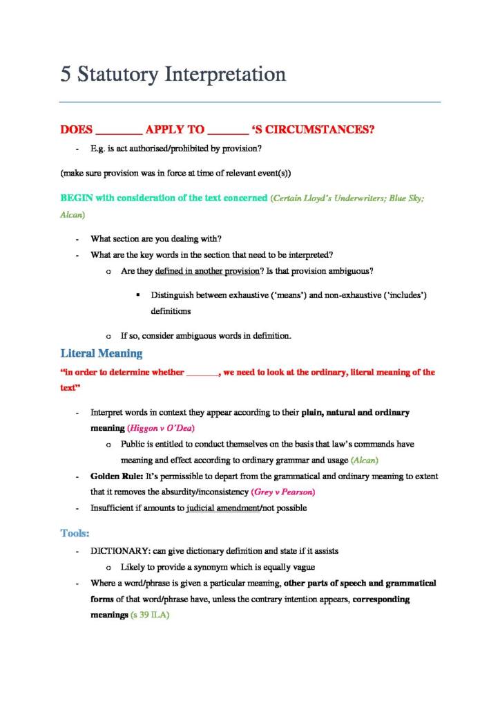 Statutory Interpretation Law1112 Exam Test With Case Notes Studylast Statutory Interpretation Law1112 Exam Test With Case Notes Studylast