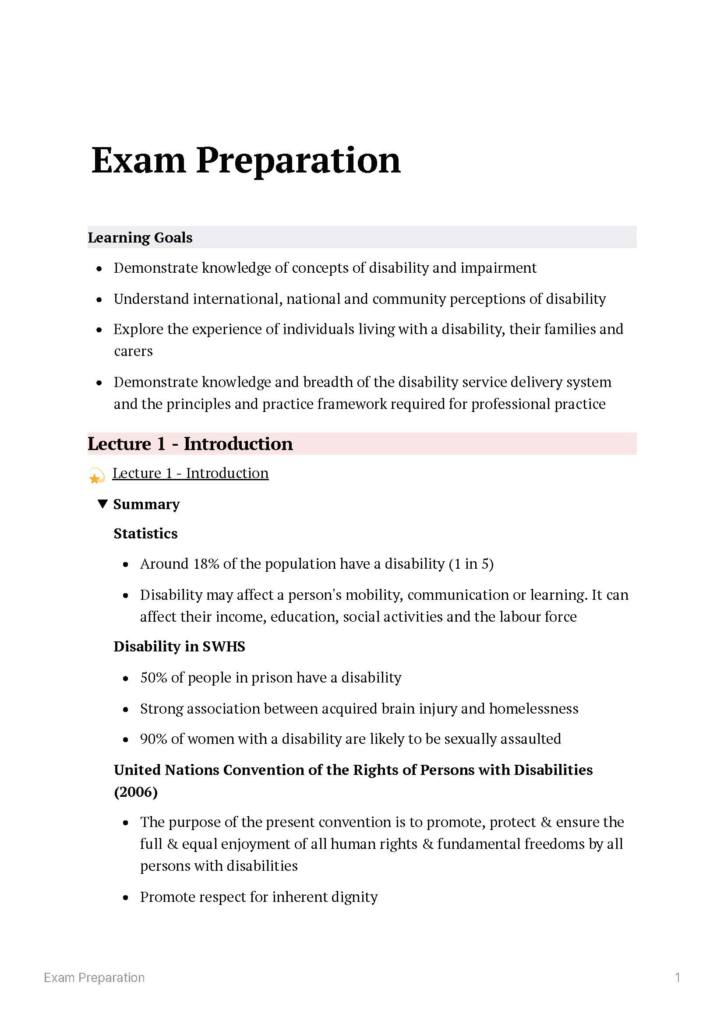 People, Community and Disability (SWB306) exam notes