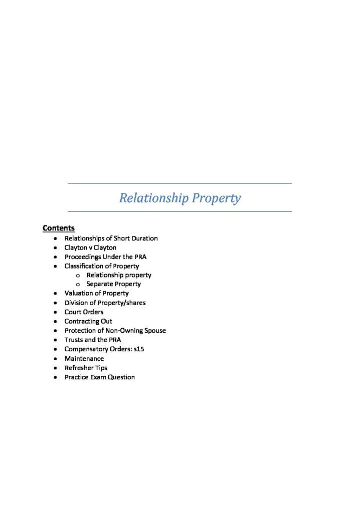 Relationship Property (LAWS310) notes