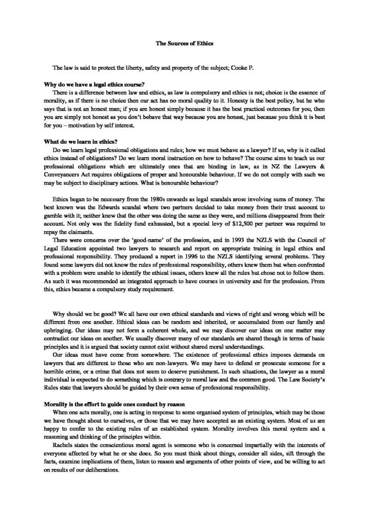 Legal Ethics (LAWS398) notes