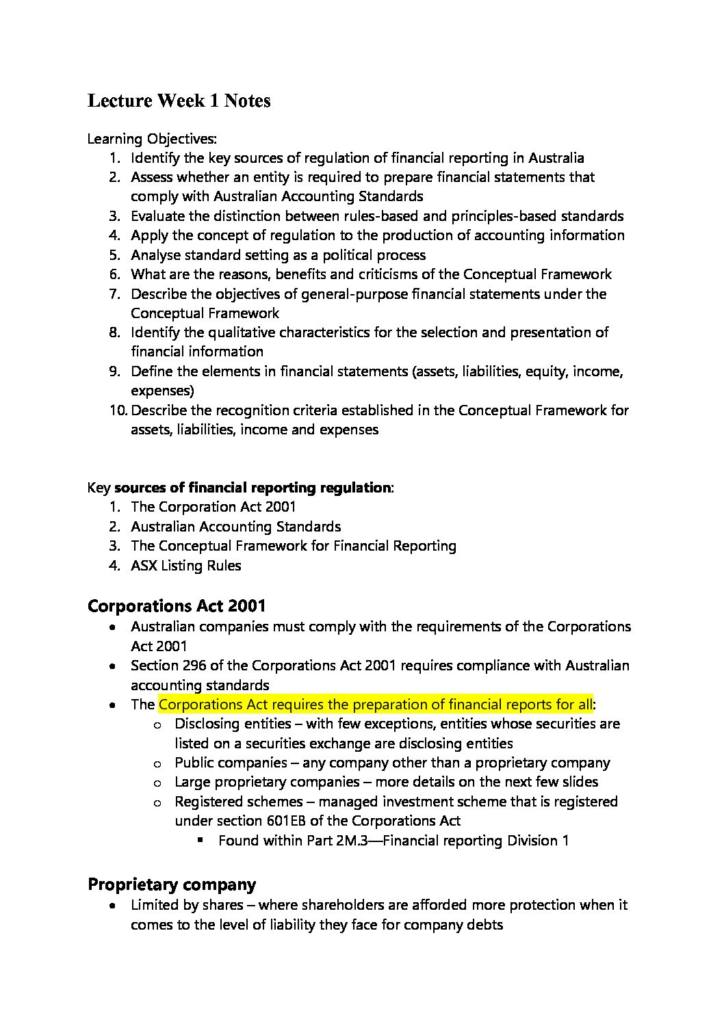 Financial Accounting and Reporting (ACCG2024) HD notes