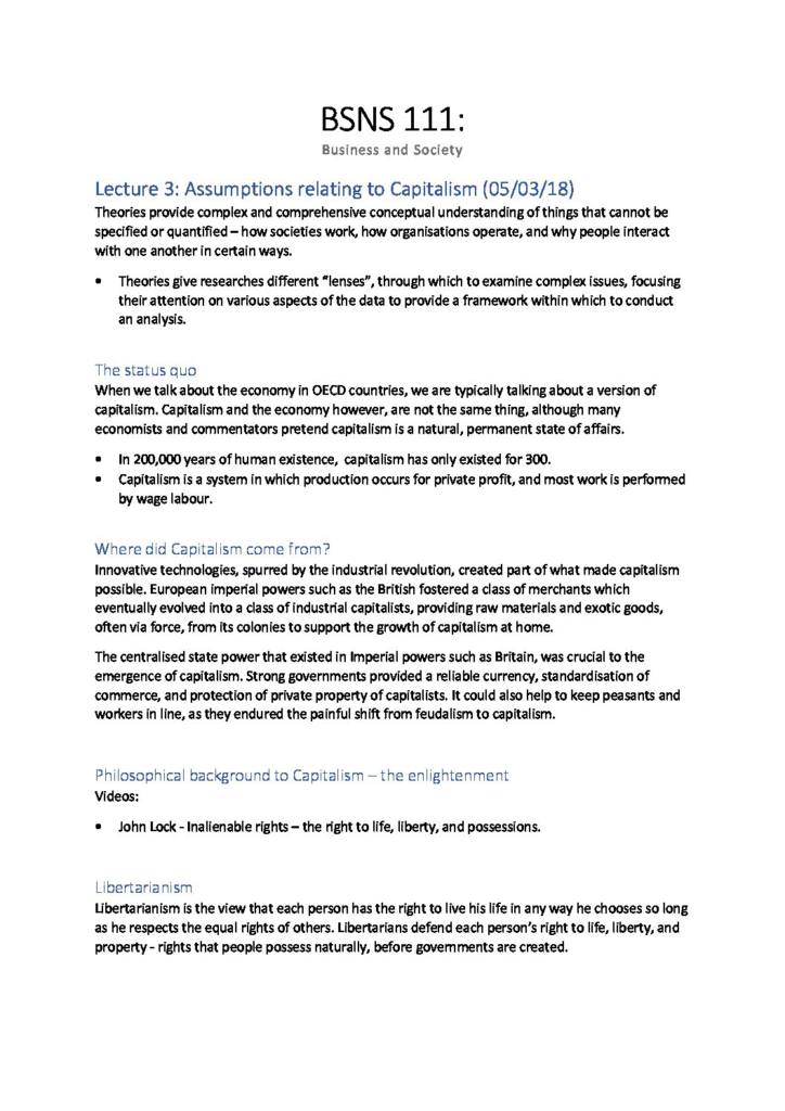 Business and Society (BSNS111) lecture notes