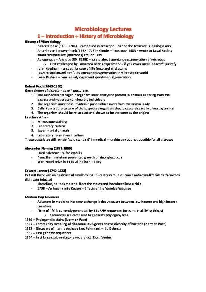Microbiology (BSc Biochemistry) lecture notes