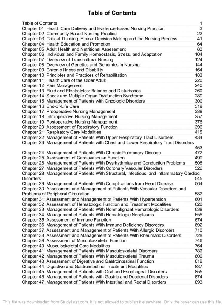 Brunner & Suddarth’s Textbook of Medical-surgical Nursing 14e test bank