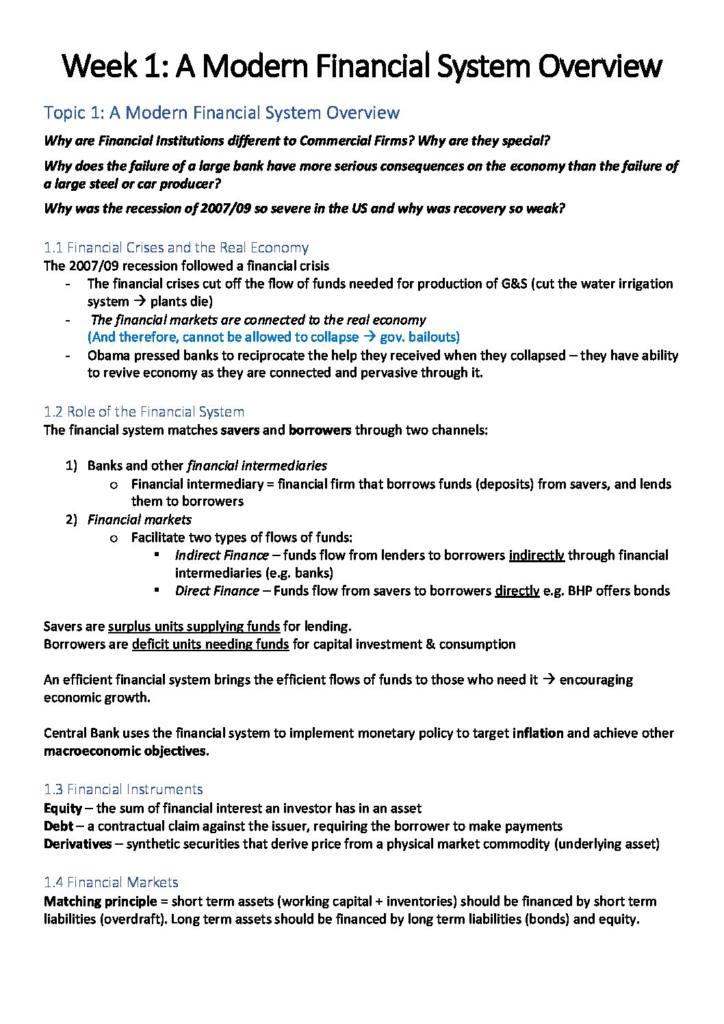 Banking: Theory and Practice (FINA3304) complete course notes