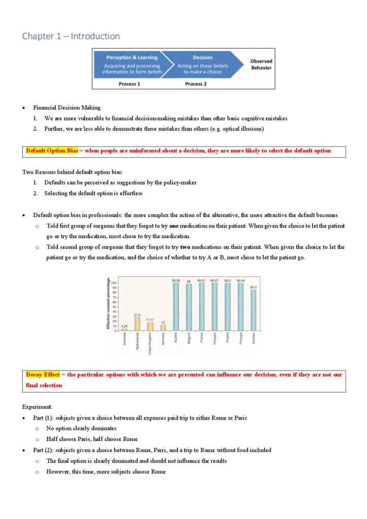 Behavioural Finance (FINS3655) summary notes