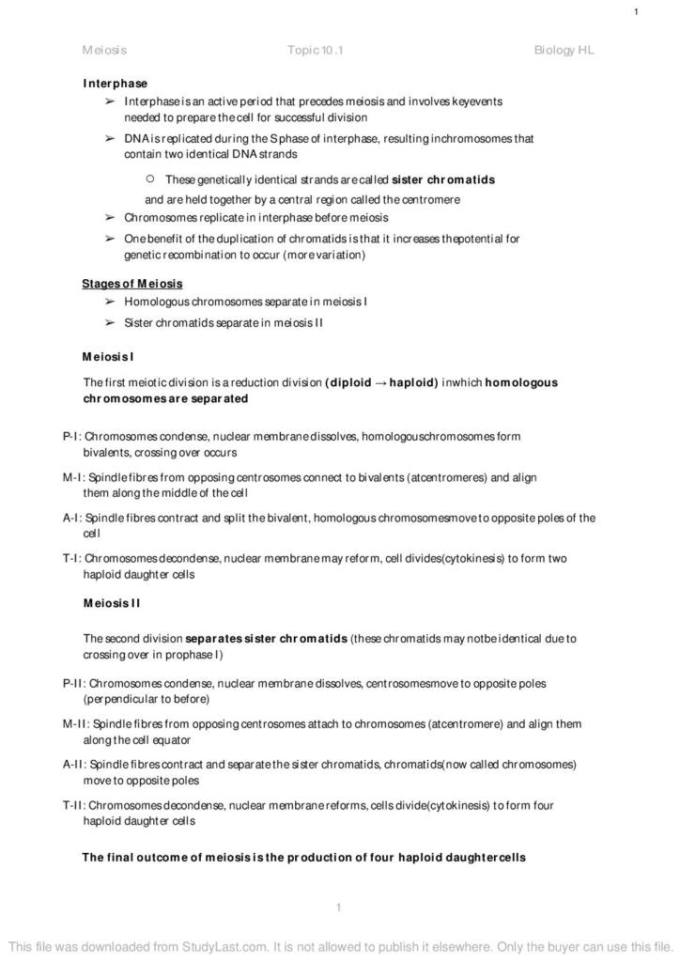 and Evolution IB Biology HL Topic 10 notes StudyLast