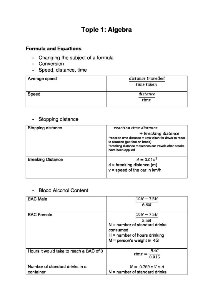 HSC Mathematics Standard 2 (Year 11 & 12) notes StudyLast