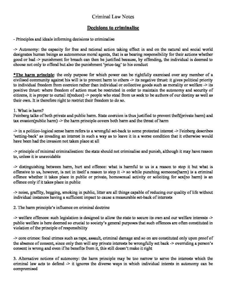Criminal Law (LAW4002) complete notes