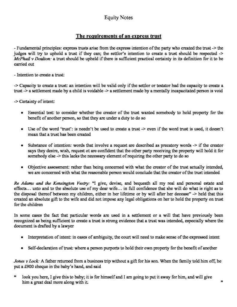 Equity and Trusts (LAW5003) complete notes