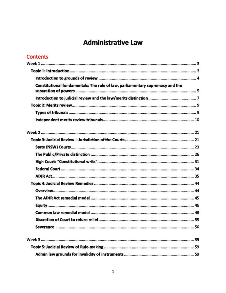 Administrative Law (LAWS2010/LAWS5010) complete notes