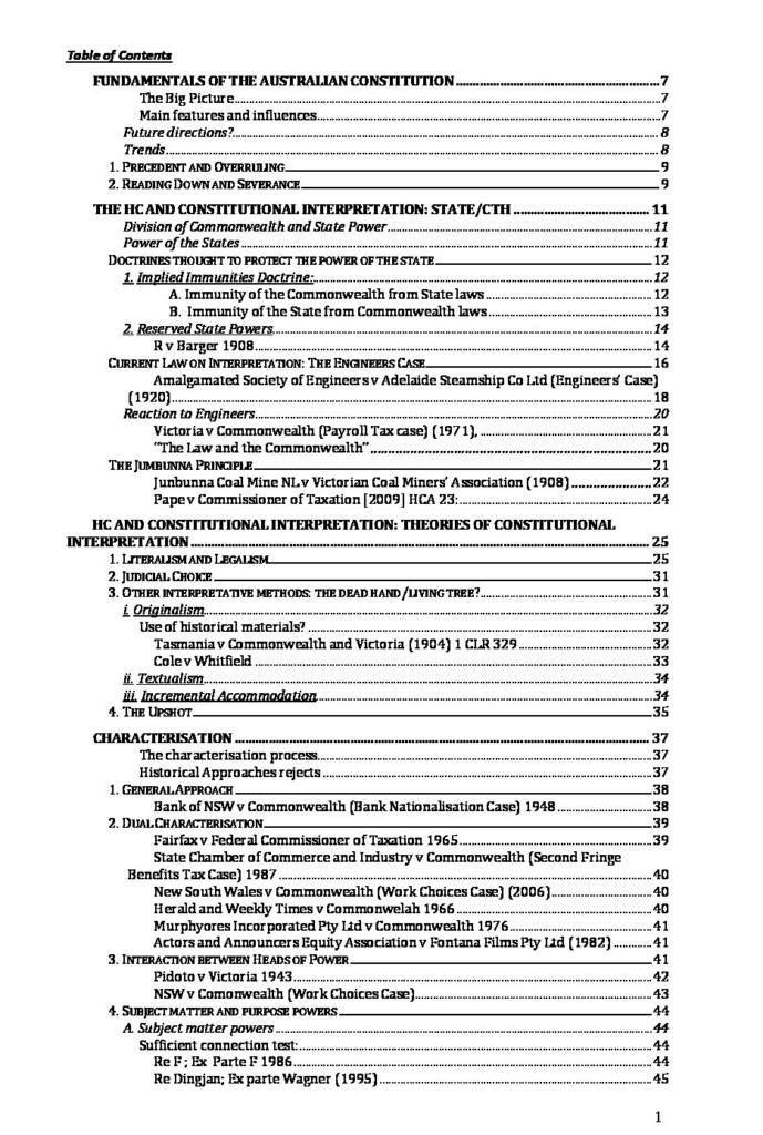 Federal Constitutional Law (LAWS2150) complete notes