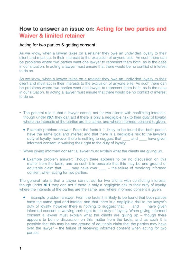 How to answer a Legal Ethics (LAWS398) questions in exam