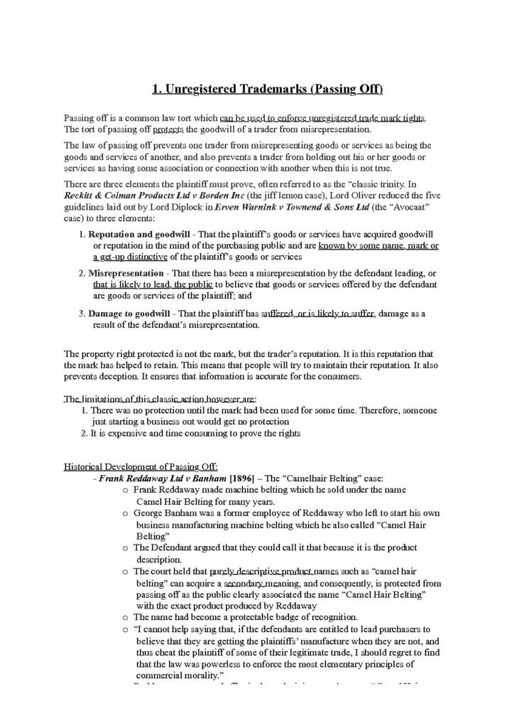 Intellectual Property (LAWS444) summary notes