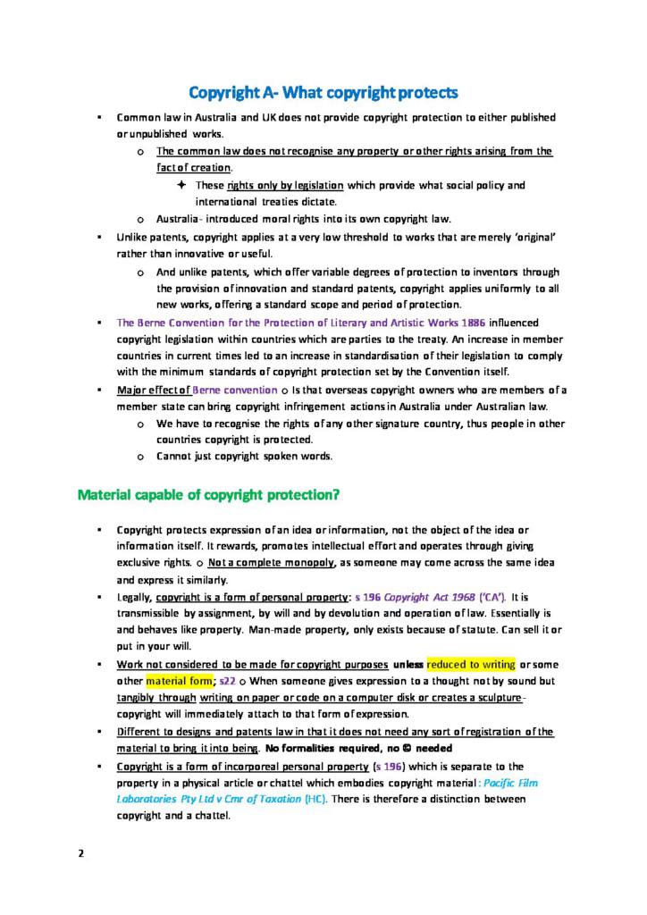 Intellectual Property (MLL410) comprehensive HD exam notes