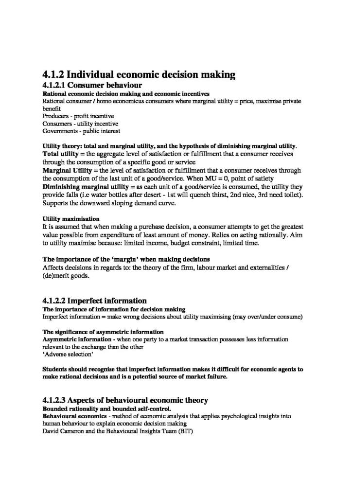 Microeconomics and Macroeconomics revision notes – AQA Economics
