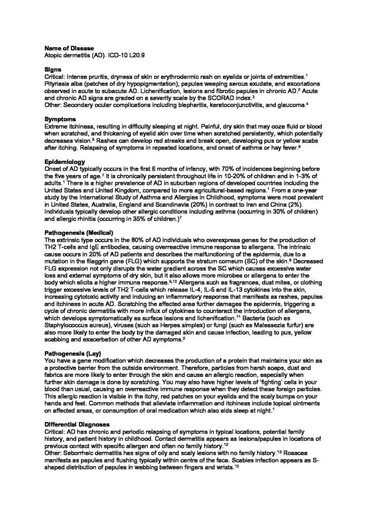 Disease Processes of the Eye 1 (OPTM3105) diseases fact sheet