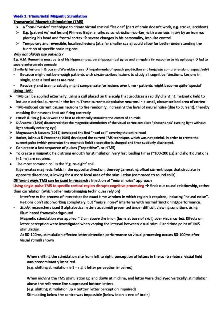 Biological Psychology (PSYC20006) complete H1 notes