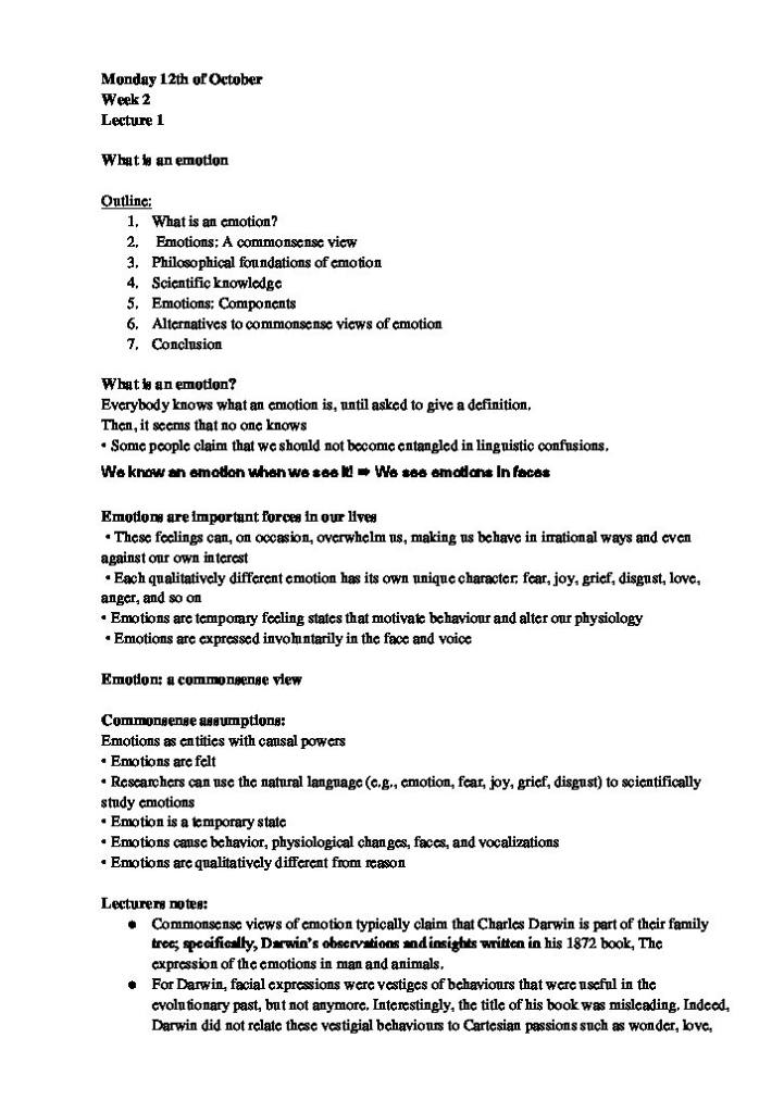 Conceptual Issues and Critical Debates in Psychology (PSYC3034) lecture notes