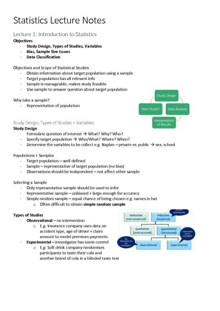 Business Statistics (STAT150) summary notes