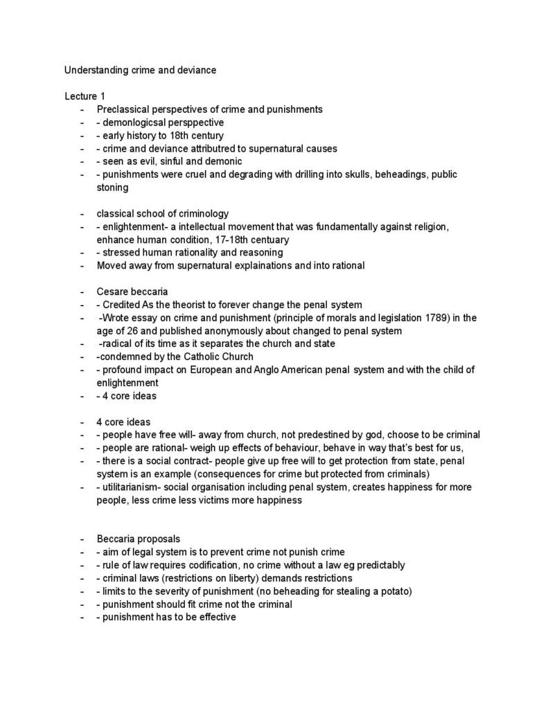Understanding Crime and Deviance (Criminology BA) lecture notes