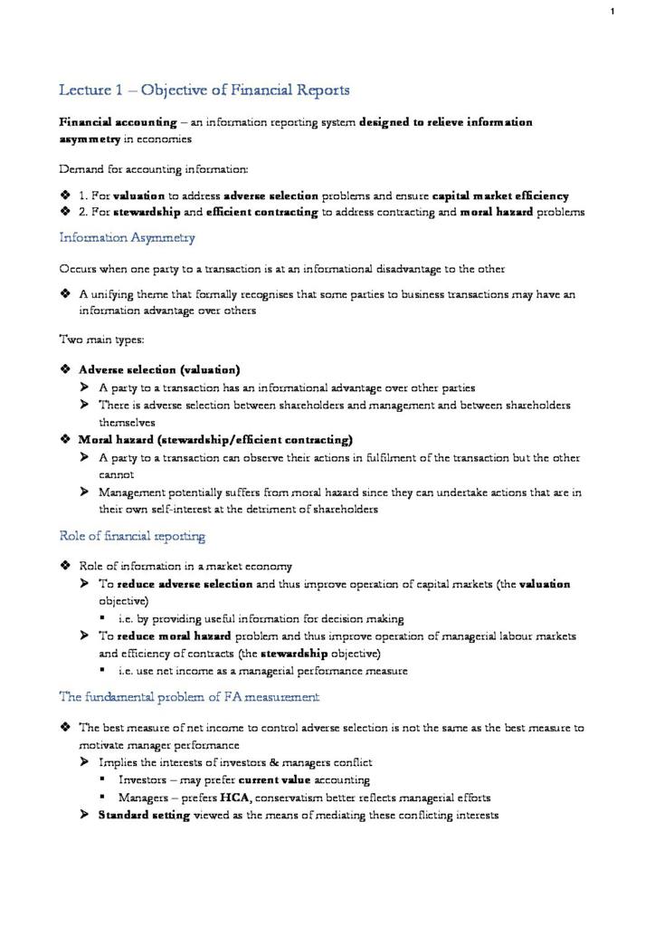 Financial Accounting Theory (ACCT30001) lecture notes