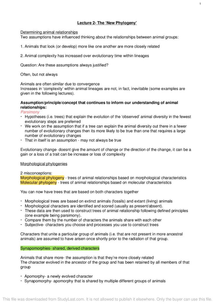 Organismal Evolution (BLGY2223) lecture notes