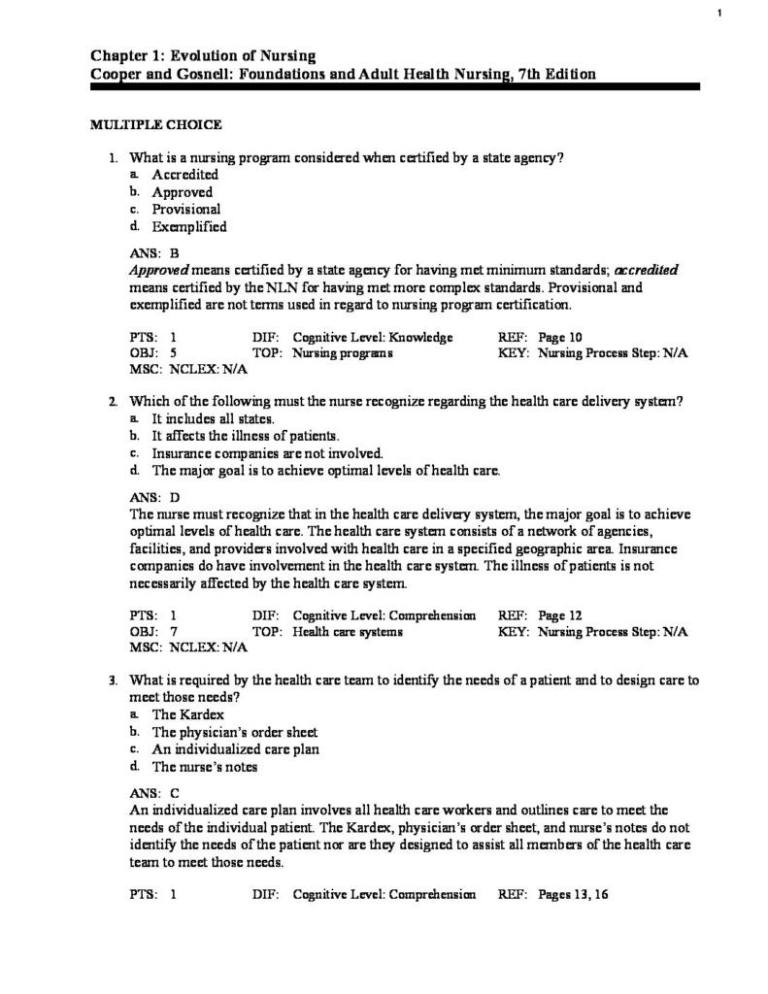 Foundations of Nursing 7th Edition test bank StudyLast