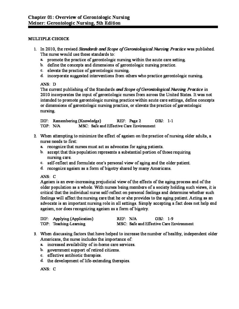 Gerontologic Nursing 5th Edition test bank