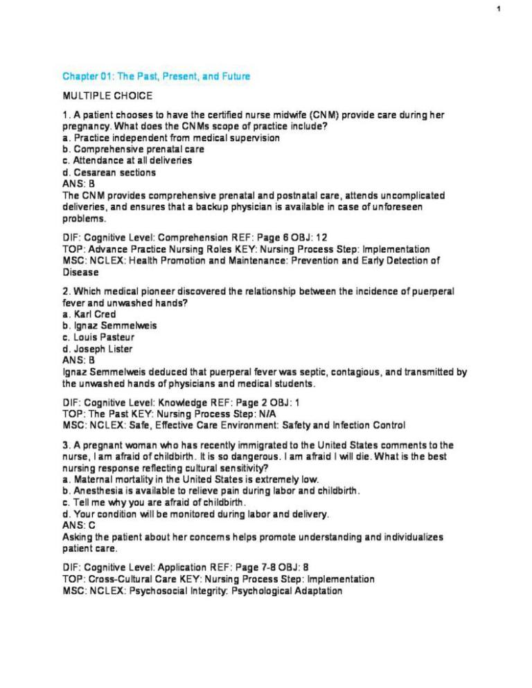 Introduction to Maternity and Pediatric Nursing 8th Edition test bank