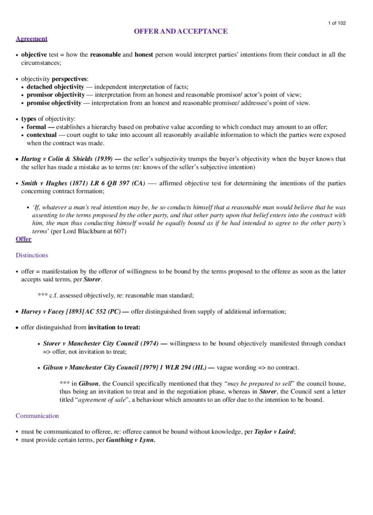 Contract Law (LAWS0001) complete notes