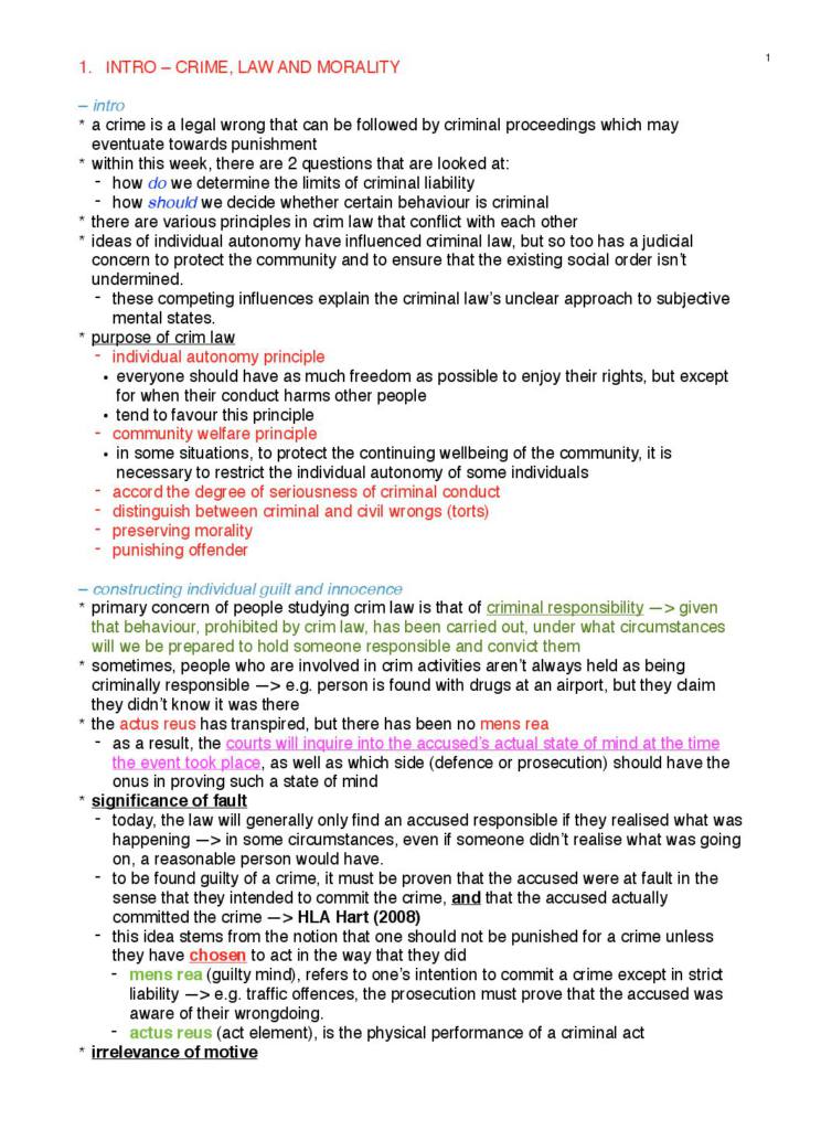 Criminal Law (LAWS1016) HD full notes