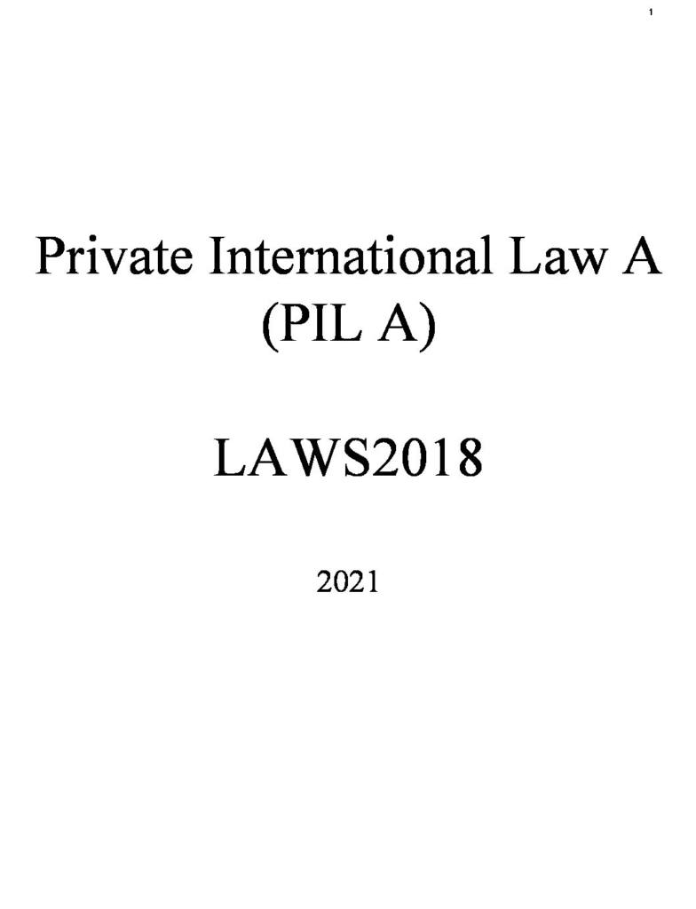 Private International Law A (PIL A) LAWS2018 complete notes