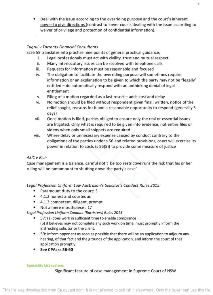 Resolving Civil Disputes (LAWS2371) summary notes