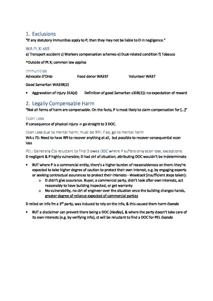 Torts (LAWS50025) final exam notes