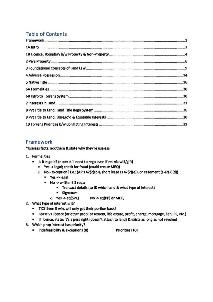 Property Law (LAWS50030) H1 final exam notes