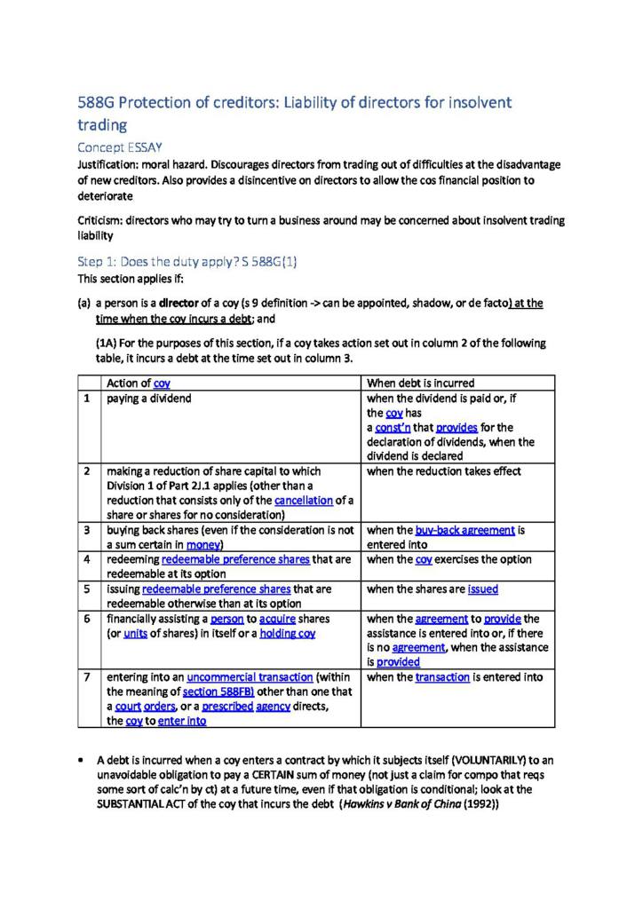 Corporations Law (LAWS50035) H1 exam notes
