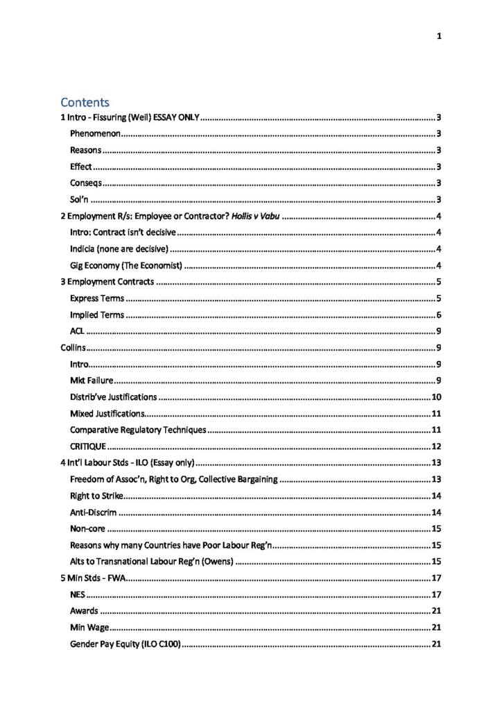 Employment Law (LAWS50064) H1 final exam notes