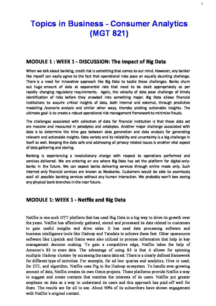 Consumer Analytics (MGT 821) all module notes