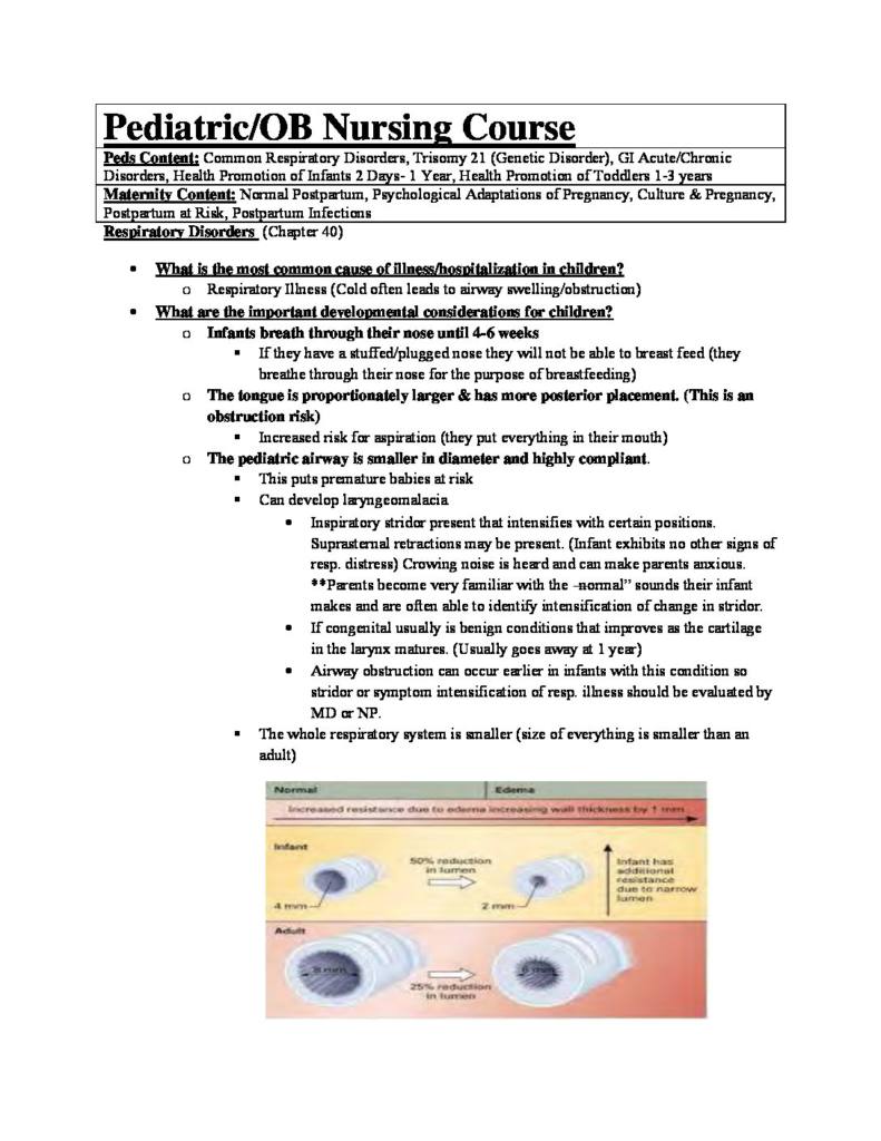 Pediatric & Maternity Nursing (NUR 419) study guide