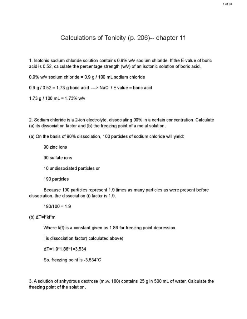 Pharmaceutics I for PharmD (PHS 3601) homework
