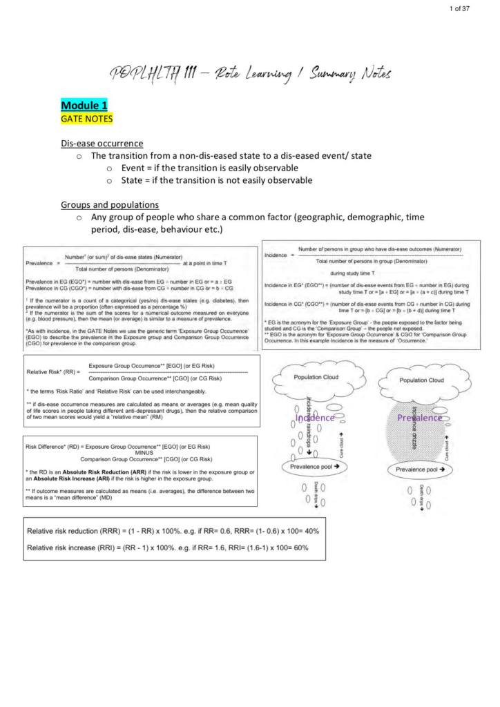 Population Health (POPLHLTH 111) full summary notes