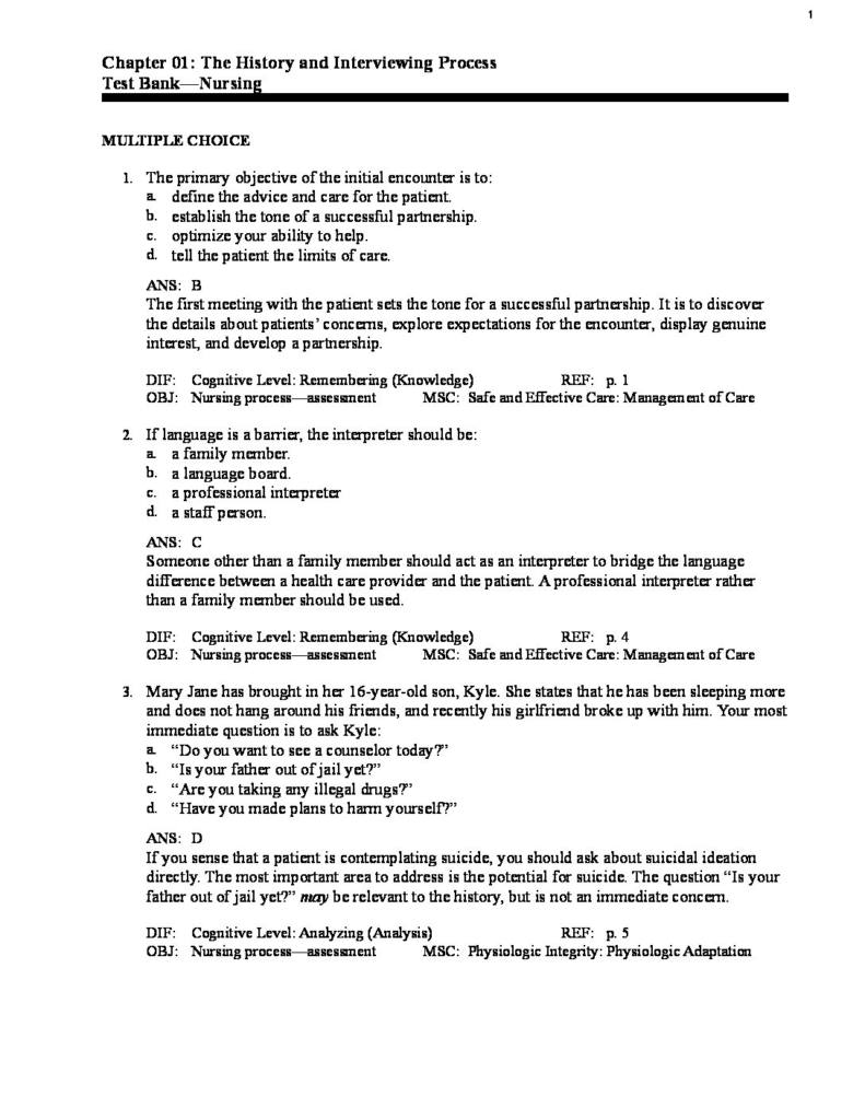 Seidel’s Guide to Physical Examination 8th Edition test bank
