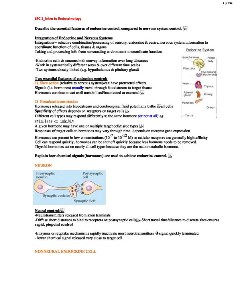 Notes for Veterinary Anatomy & Physiology III Part 1 (VET SC 3520ARW