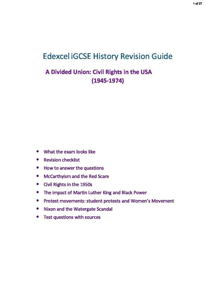 Civil Rights in the USA (iGCSE History) revision notes
