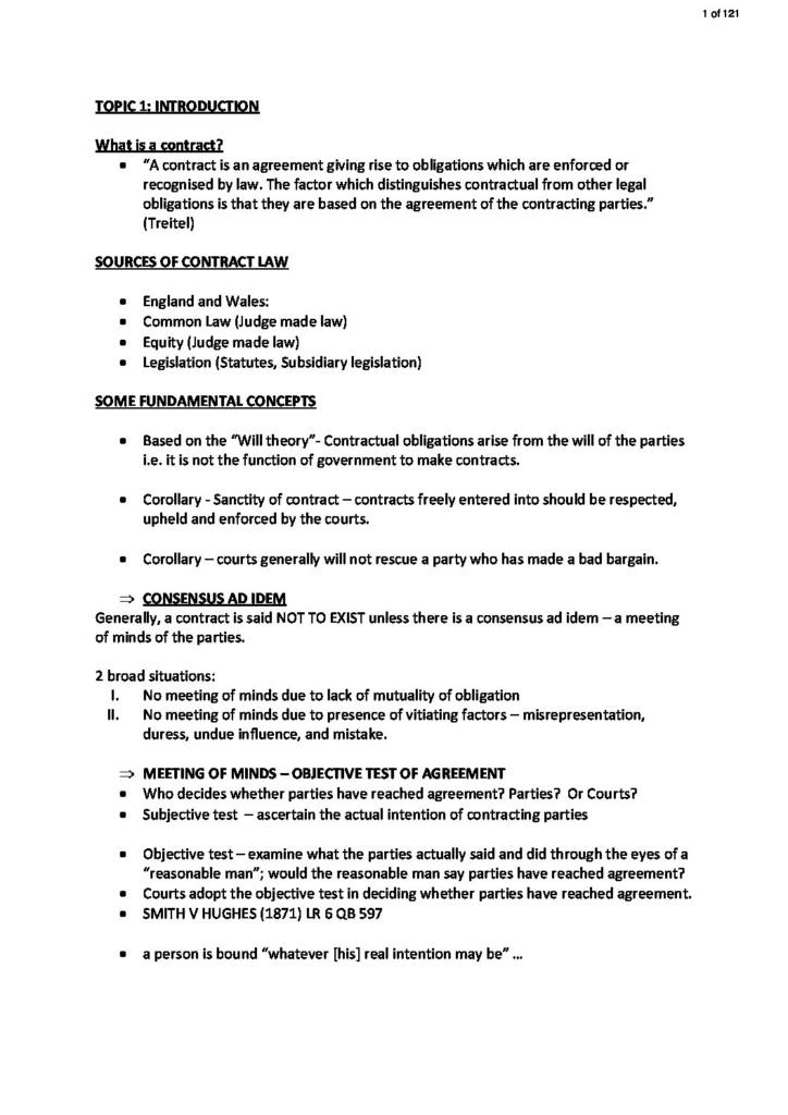 Contract Law (LLB) comprehensive notes