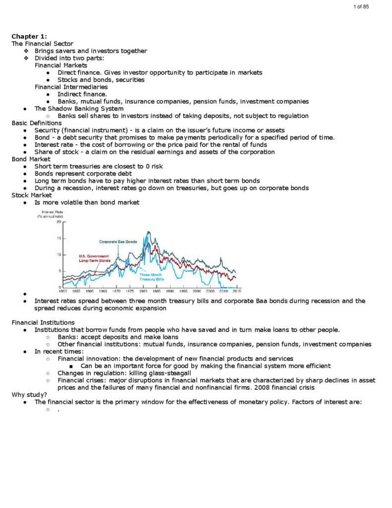Money and Banking (ECON 2411) full chapters summary