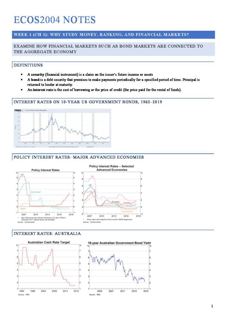 Money and Banking (ECOS2004) HD full notes StudyLast